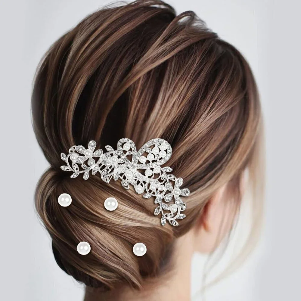36 Pack Sparkly Silver Rhinestone Pearl Flower Butterfly Bridal Hair Side Combs+